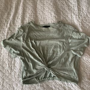 Teal knotted crop top